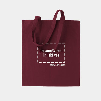 tote bag s personaliziranim linijskim vezom, bordo