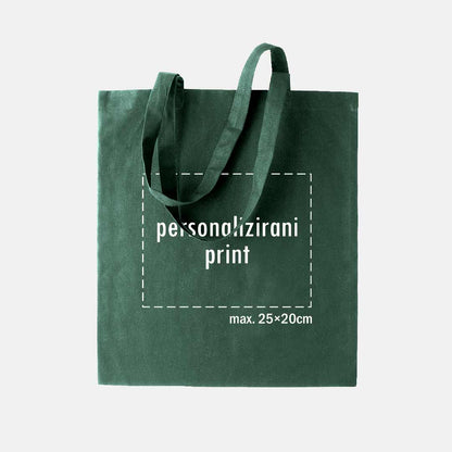 tote bag s personaliziranim printom, tamno zeleni