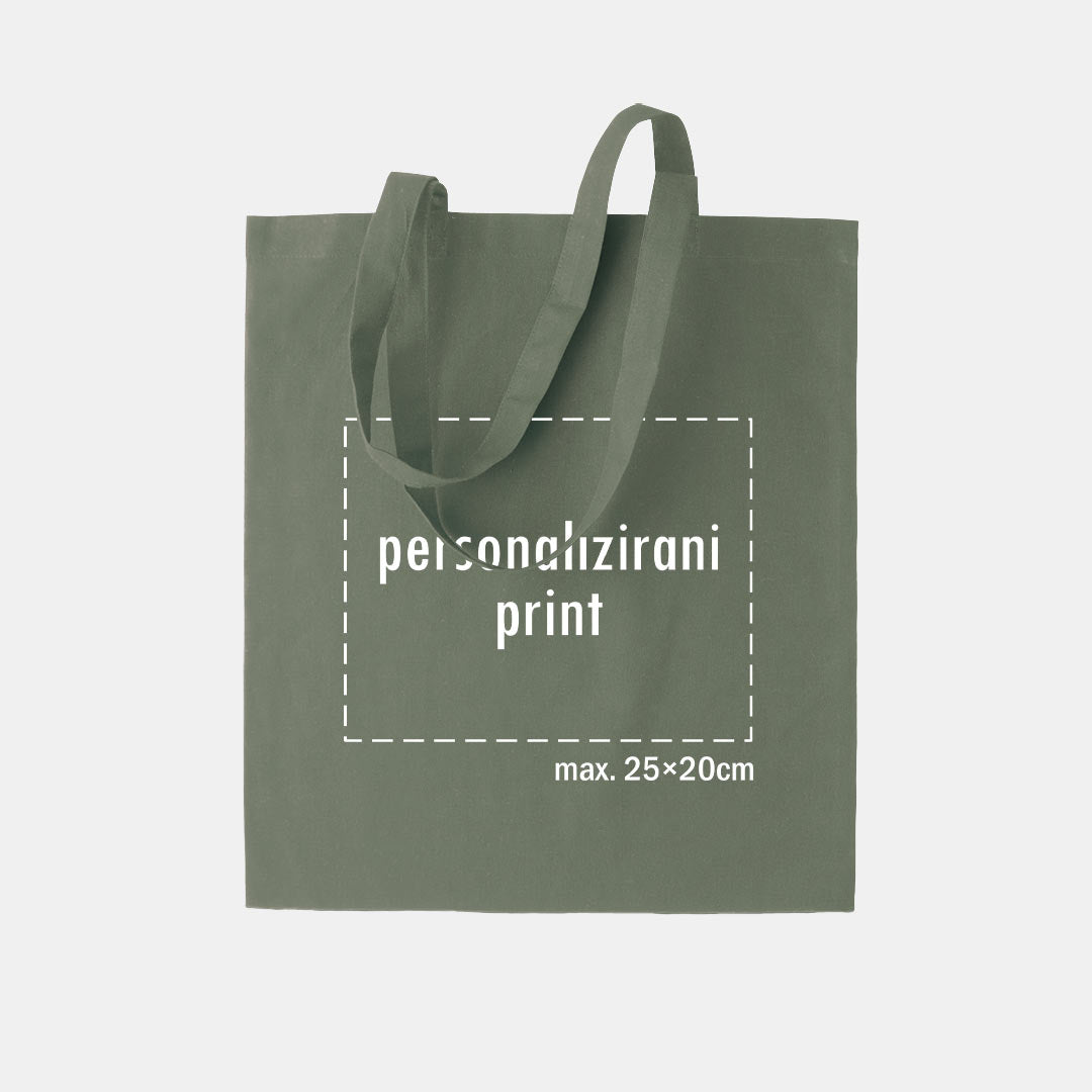 tote bag s personaliziranim printom, zeleni