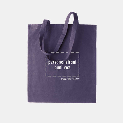 tote bag s personaliziranim punim vezom, ljubičasti