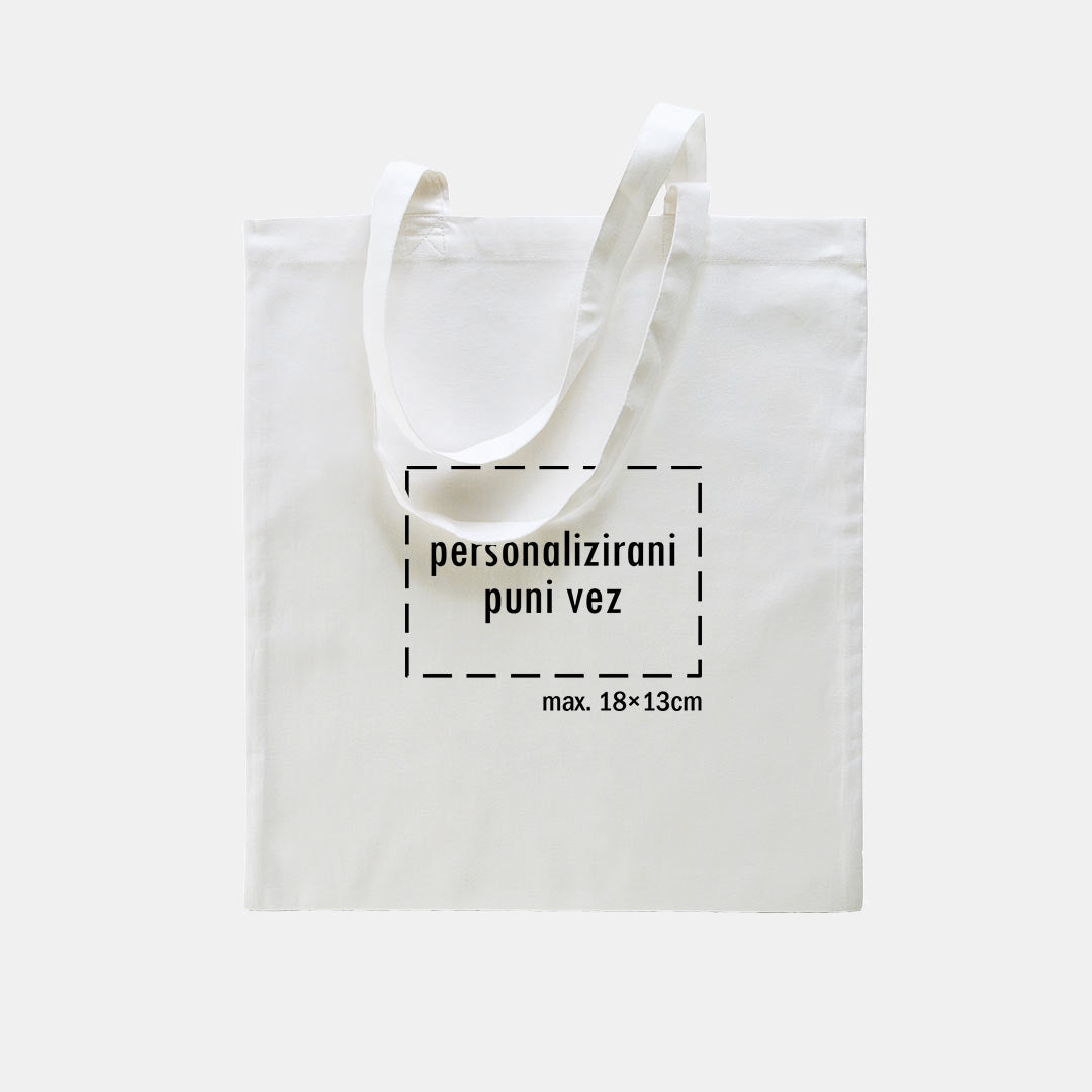 tote bag s personaliziranim punim vezom, bijeli