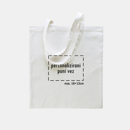 tote bag s personaliziranim punim vezom, bijeli