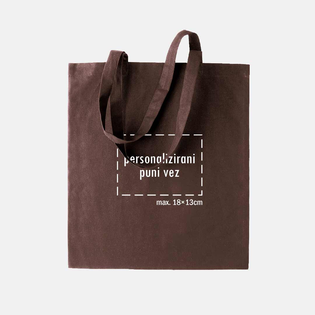 tote bag s personaliziranim punim vezom, smeđi