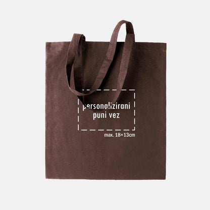 tote bag s personaliziranim punim vezom, smeđi