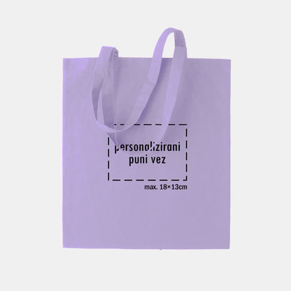 tote bag s personaliziranim punim vezom, svijetlo ljubičasti