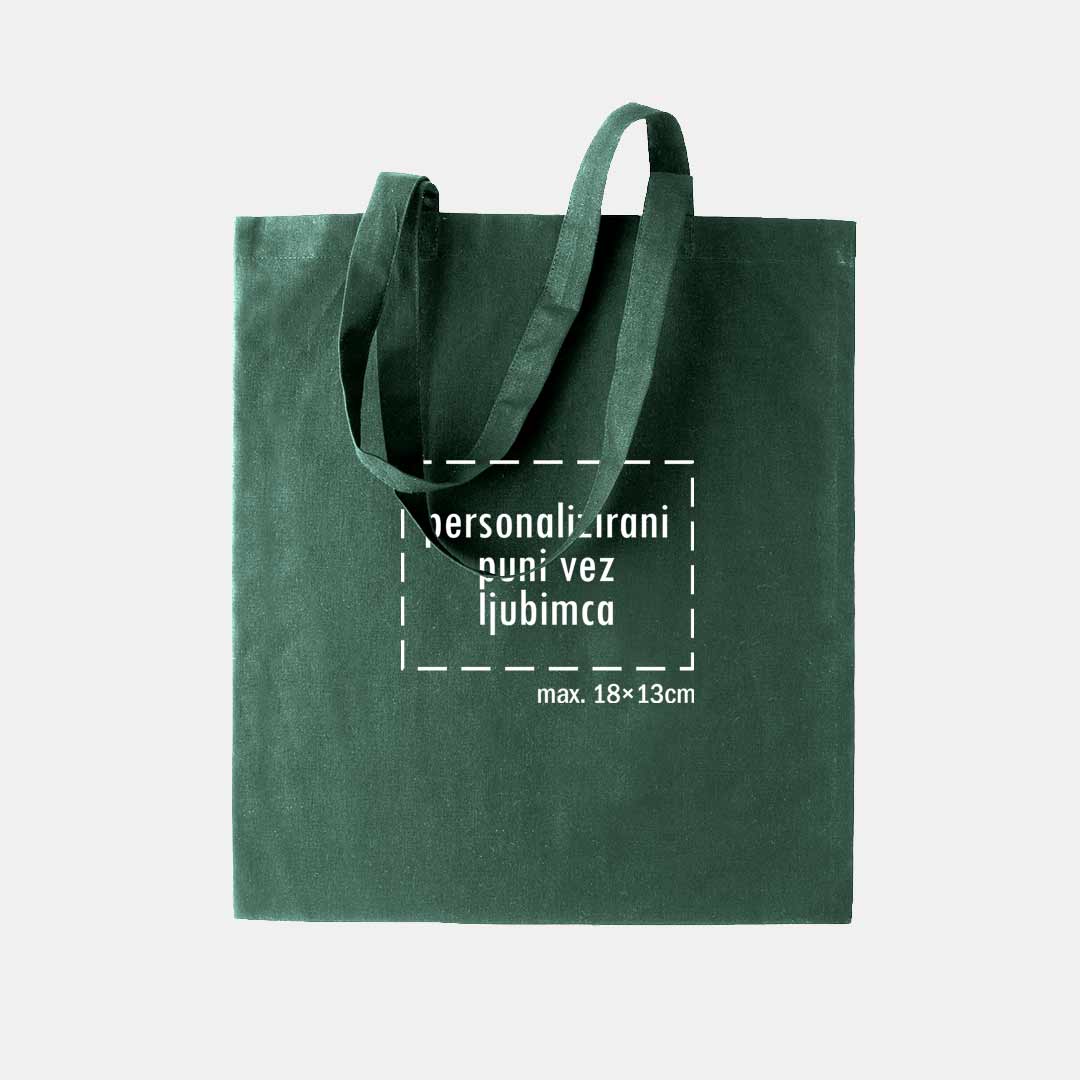 tote bag s punim vezom ljubimca, tamno zeleni