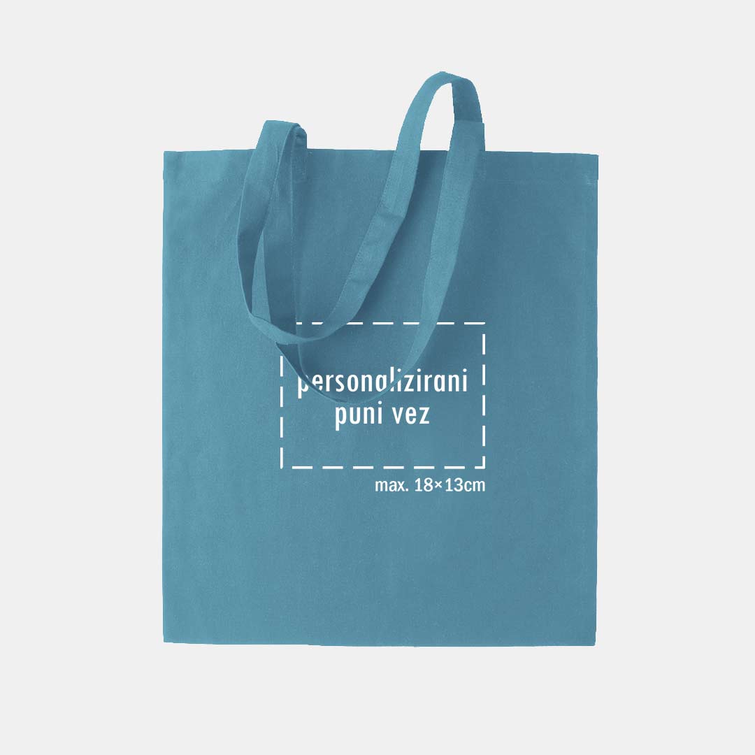 tote bag s personaliziranim punim vezom, plavi