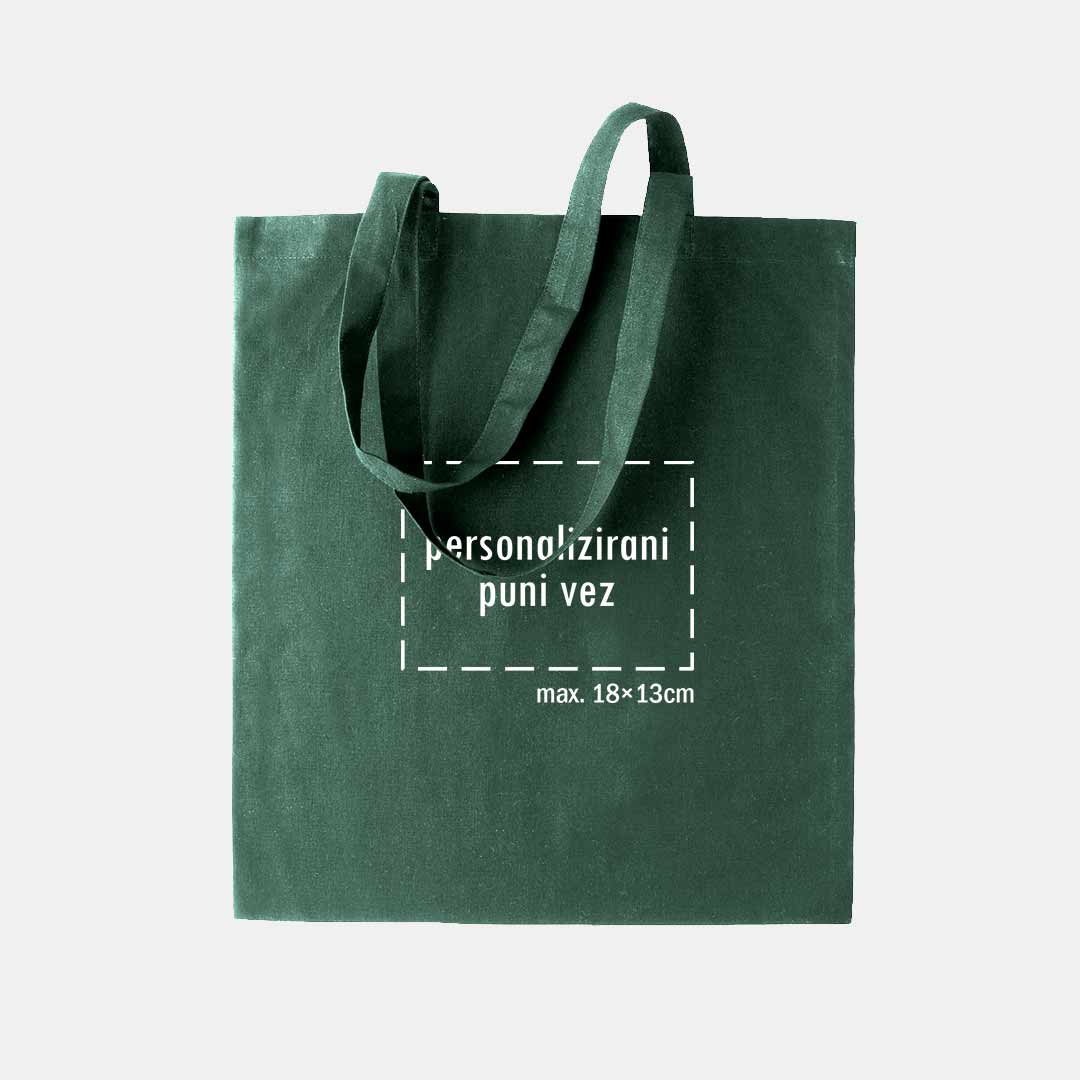 tote bag s personaliziranim punim vezom, tamno zeleni