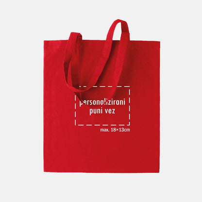 tote bag s personaliziranim punim vezom, crveni