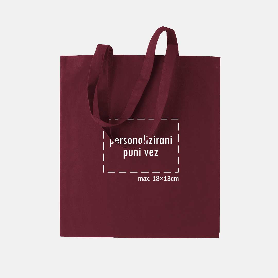 tote bag s personaliziranim punim vezom, bordo