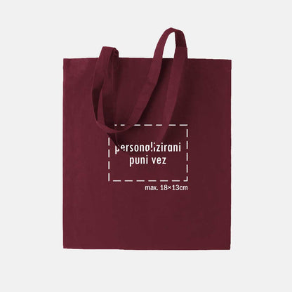 tote bag s personaliziranim punim vezom, bordo