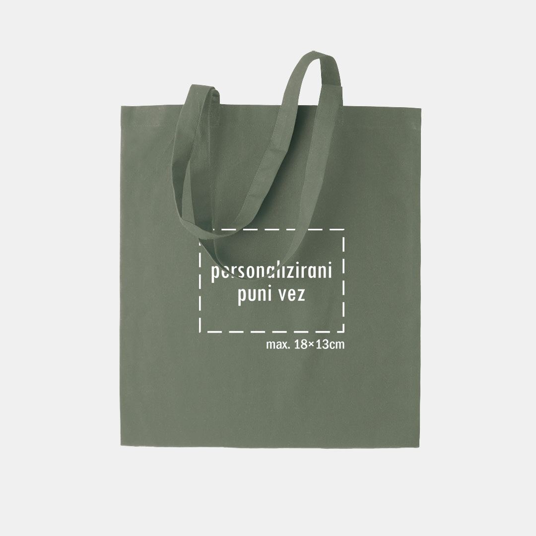 tote bag s personaliziranim punim vezom, zeleni