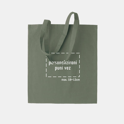 tote bag s personaliziranim punim vezom, zeleni
