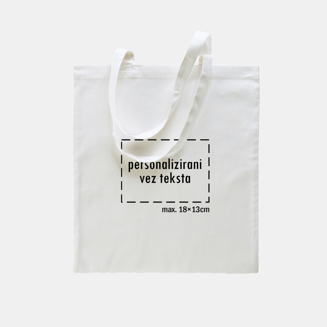 tote bag s personaliziranim vezom teksta, bijeli