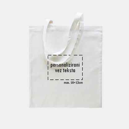 tote bag s personaliziranim vezom teksta, bijeli
