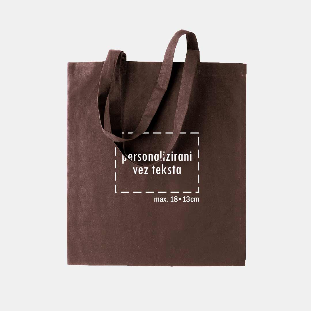 tote bag s personaliziranim vezom teksta, smeđi