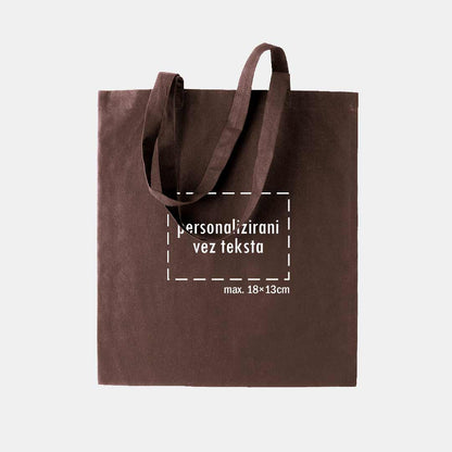 tote bag s personaliziranim vezom teksta, smeđi