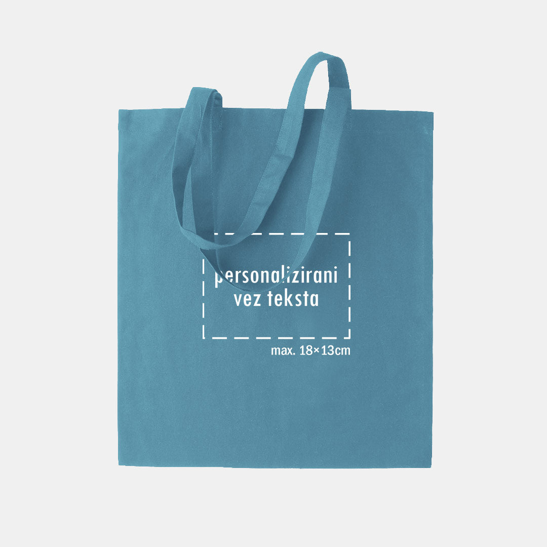 tote bag s personaliziranim vezom teksta, plavi