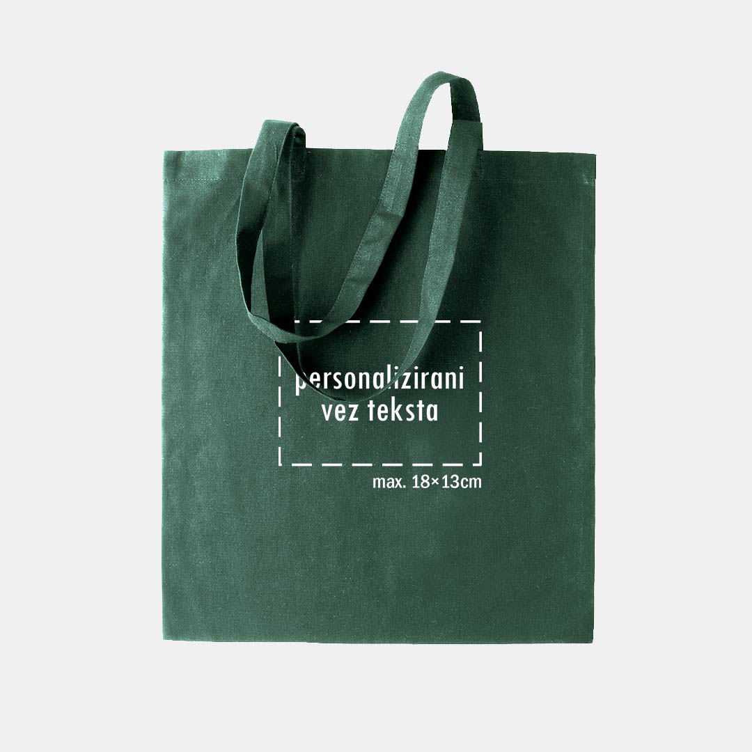 tote bag s personaliziranim vezom teksta, tamno zeleni