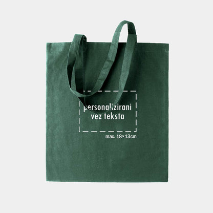 tote bag s personaliziranim vezom teksta, tamno zeleni