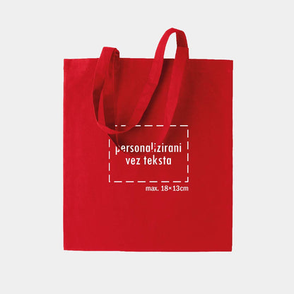 tote bag s personaliziranim vezom teksta, crveni