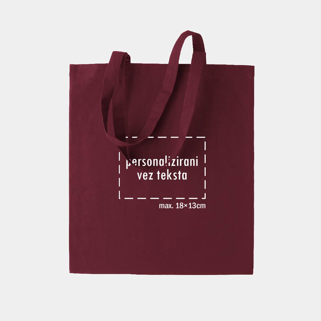 tote bag s personaliziranim vezom teksta, bordo