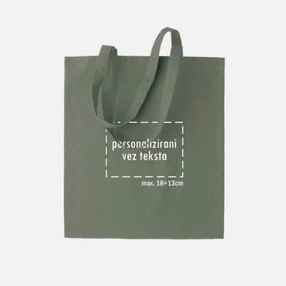 tote bag s personaliziranim vezom teksta, zeleni