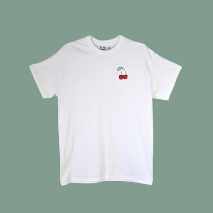 bijela majica kratkih rukava s vezom trešnje